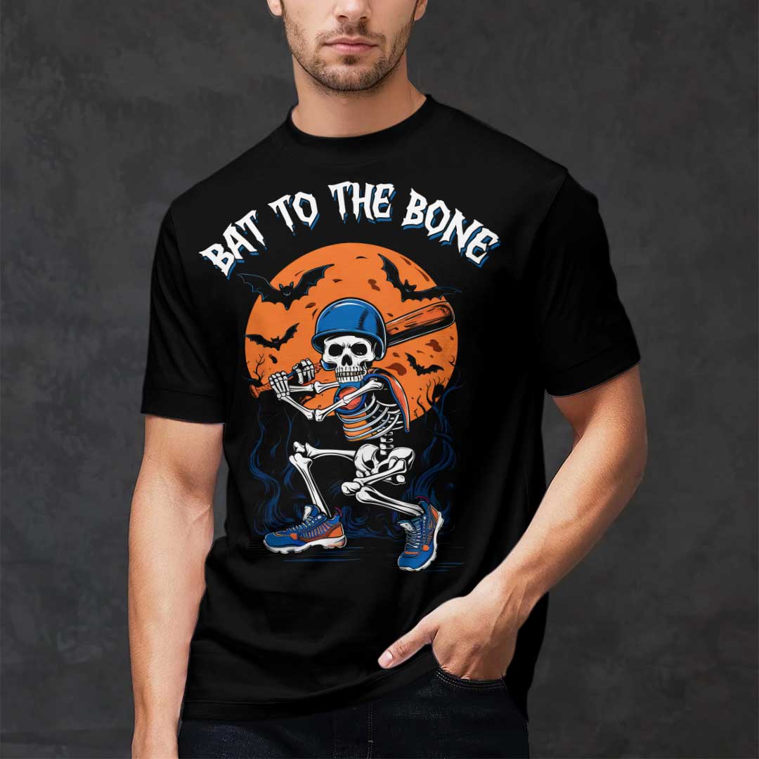 Bat To The Bone Black White Baseball Halloween T-Shirt