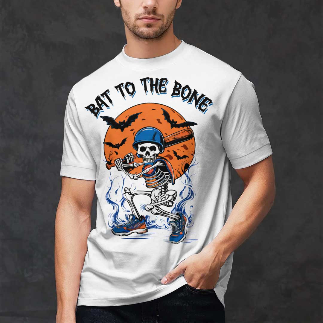 Bat To The Bone Black White Baseball Halloween T-Shirt