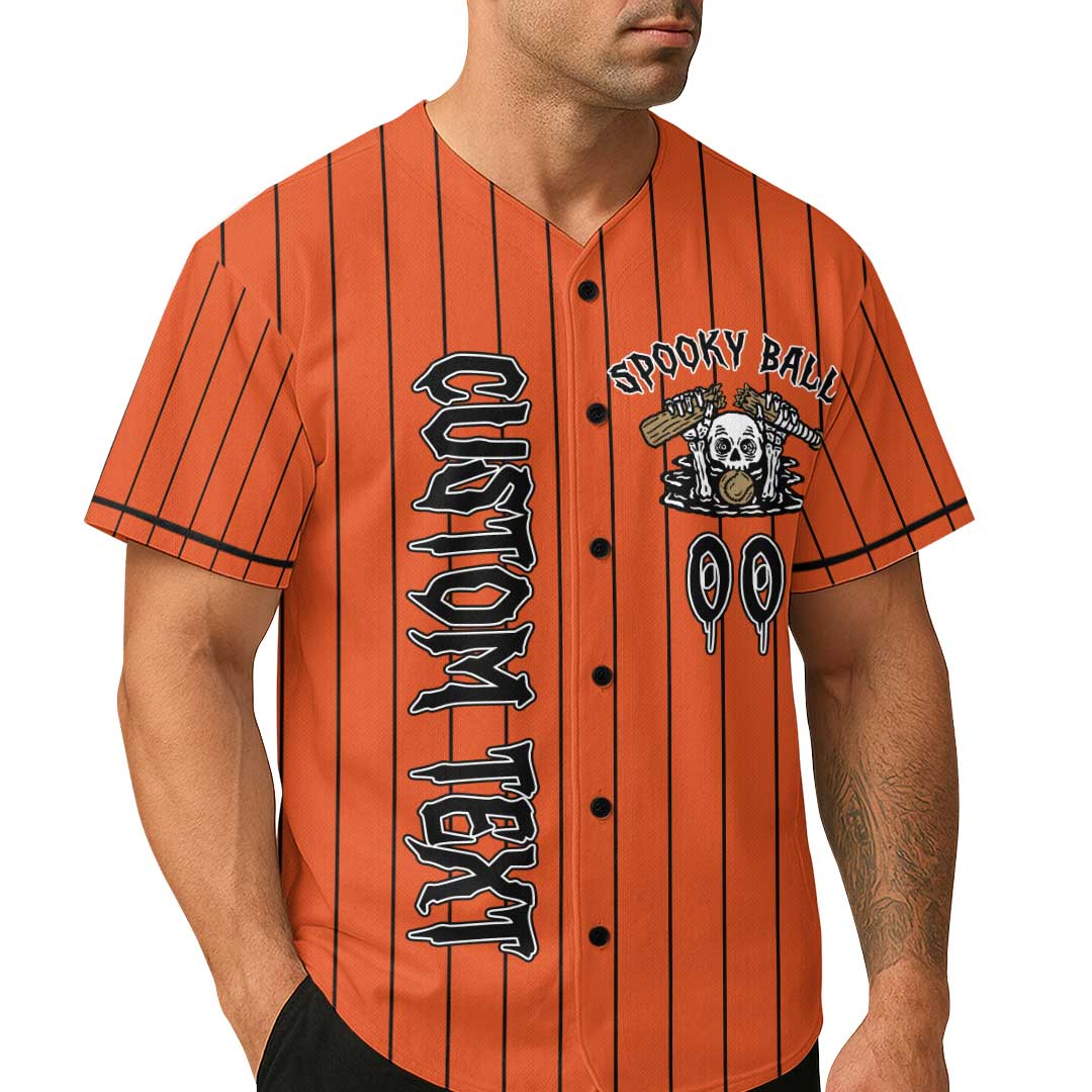 Bat To The Bone - Custom Orange Halloween Baseball Jersey