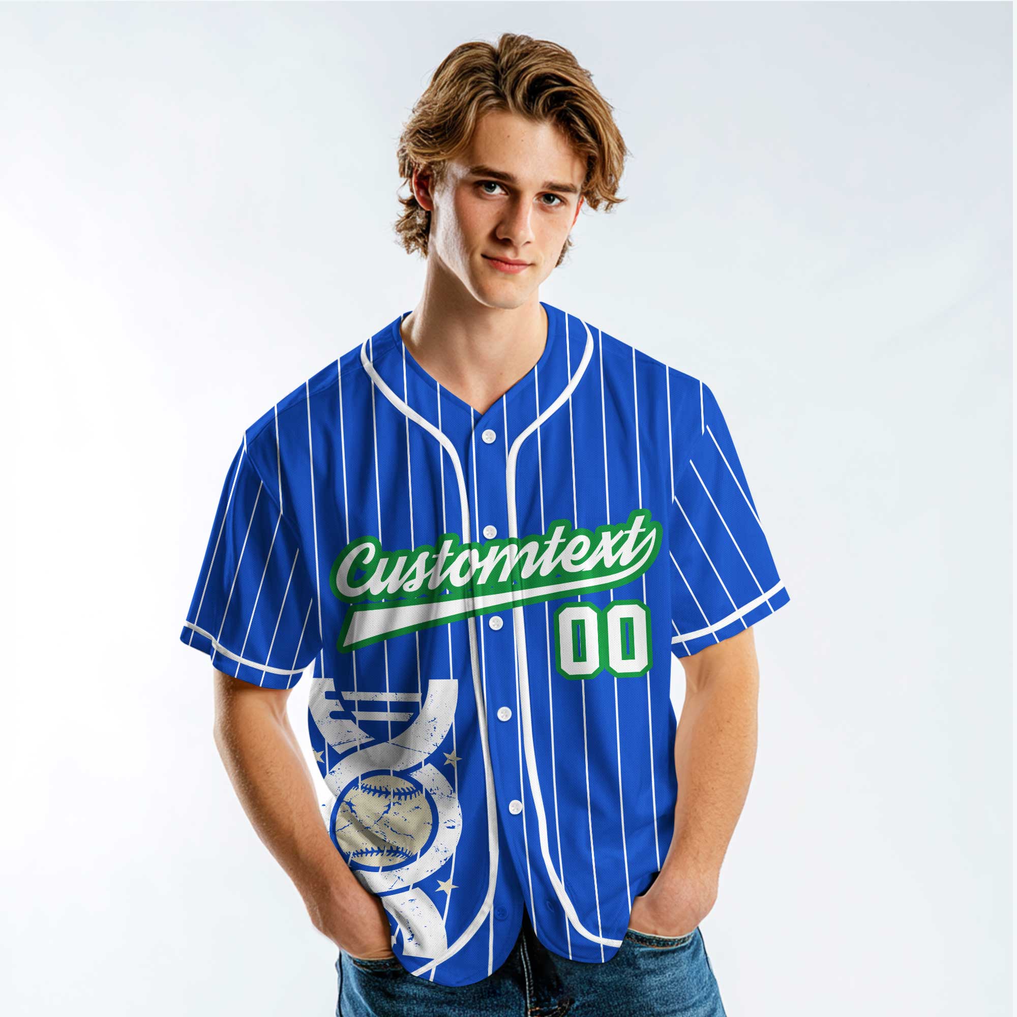 Baseball Is In My DNA - Custom Blue White Baseball Jersey