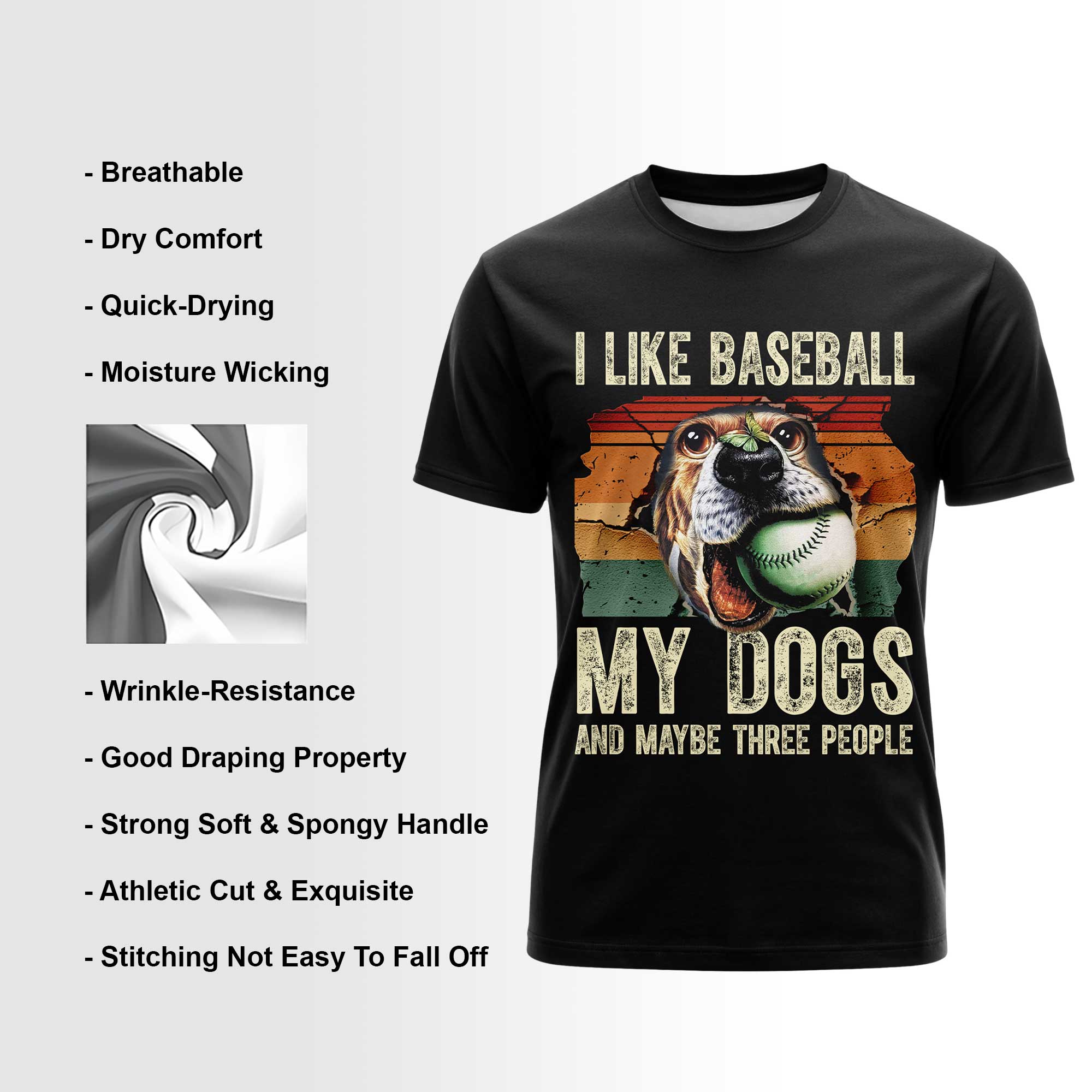 I like baseball, my dogs and maybe three people Baseball Tshirt for Baseball Lover