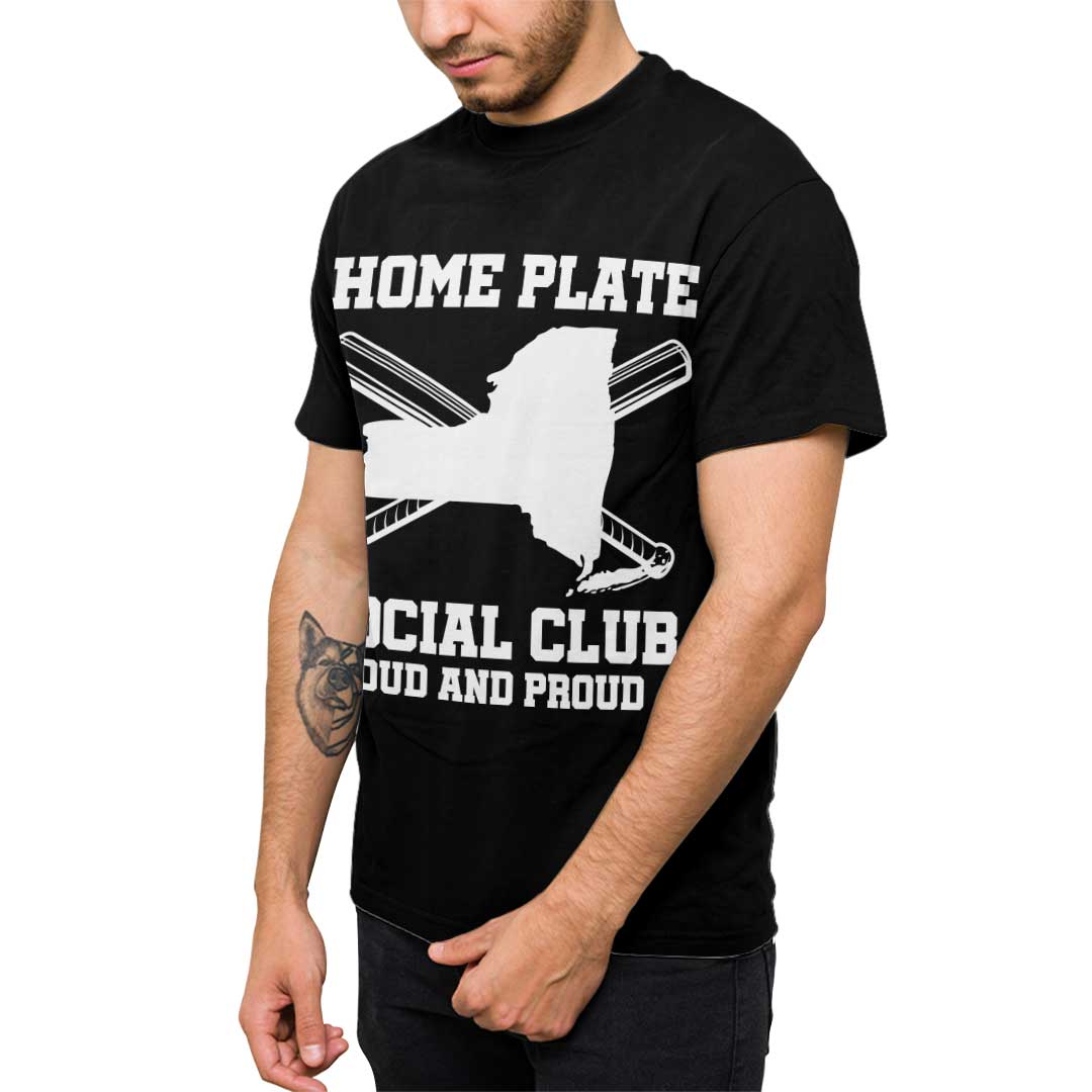 California Home Plate Social Club - Black White Baseball T-Shirt
