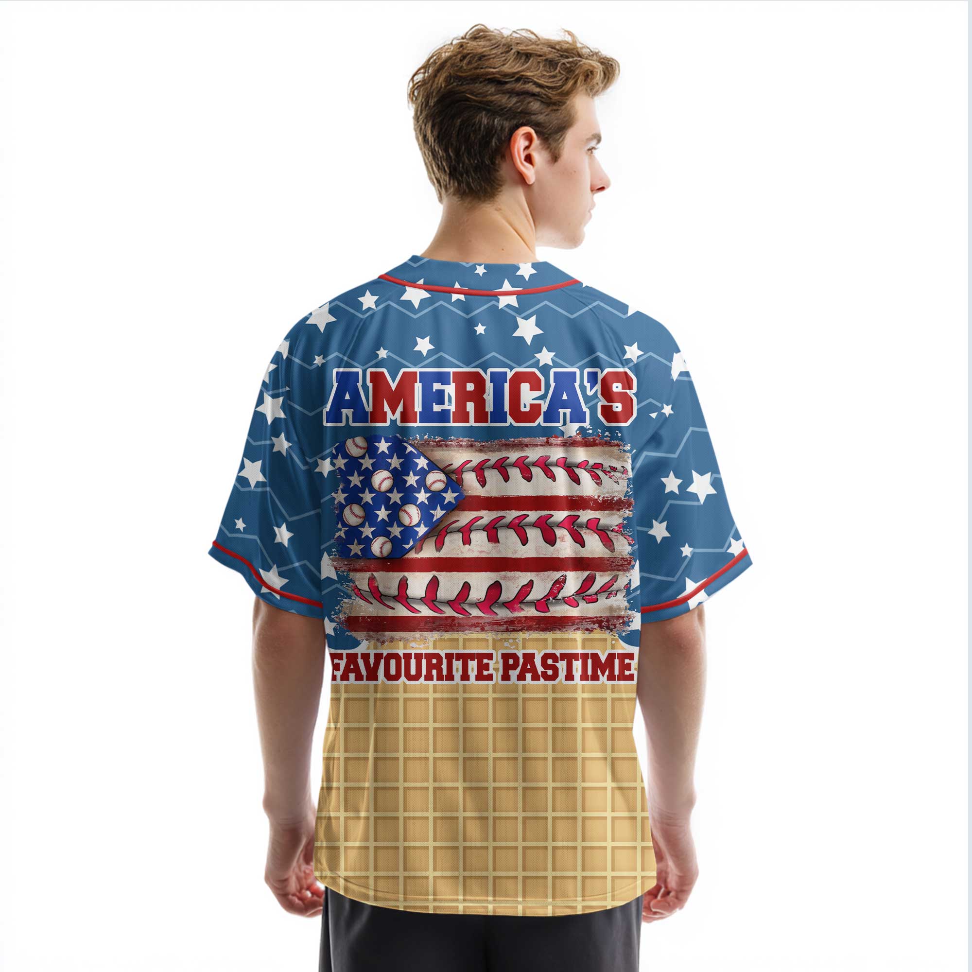 America's Favourite Pastime - Custom 4th Of July Ice Cream Baseball Jersey