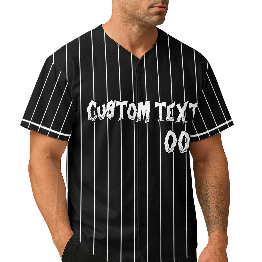 All Hail Base-Haunted-Ball - Custom Black White Halloween Baseball Jersey