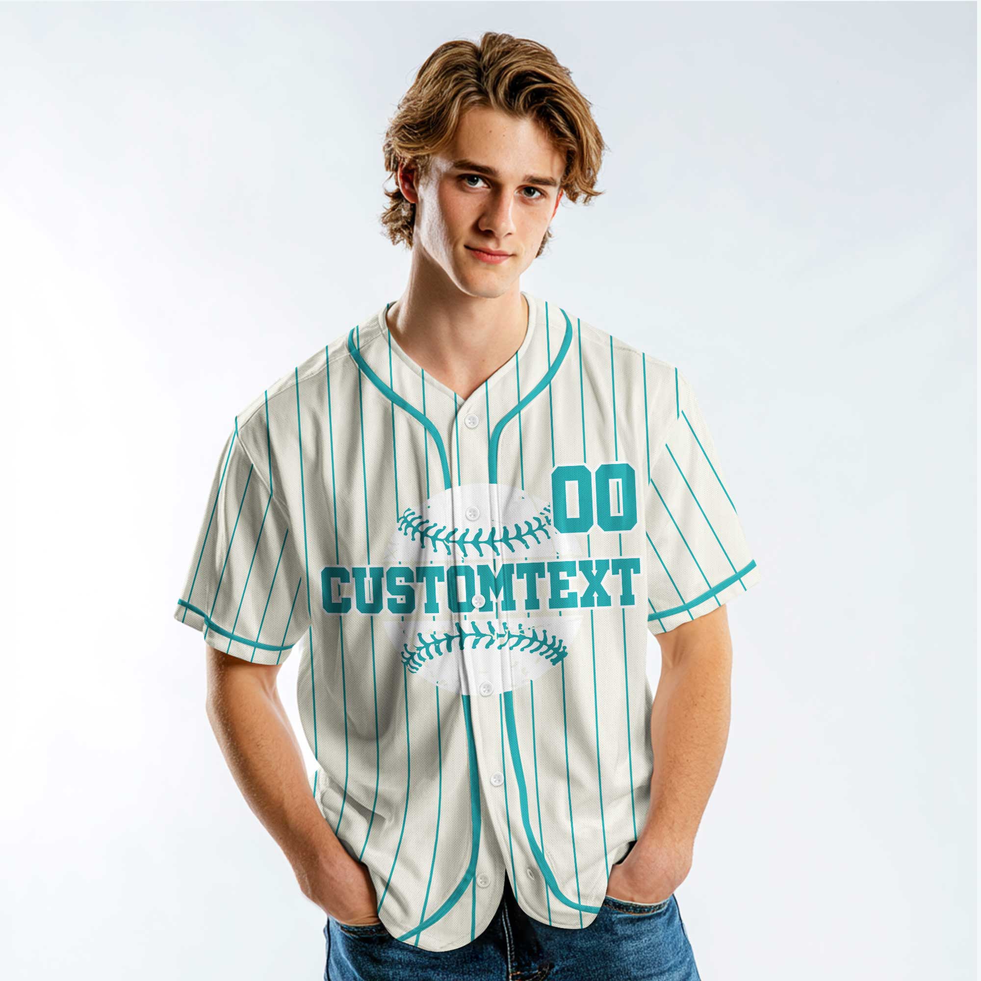 Life Is Better On The Field - Custom Cream Aqua Blue Baseball Jersey