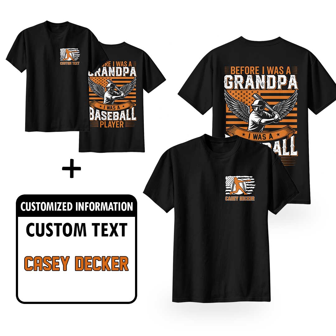 Before I Was A Grandpa I Was A Baseball Player Black Baseball T-Shirt