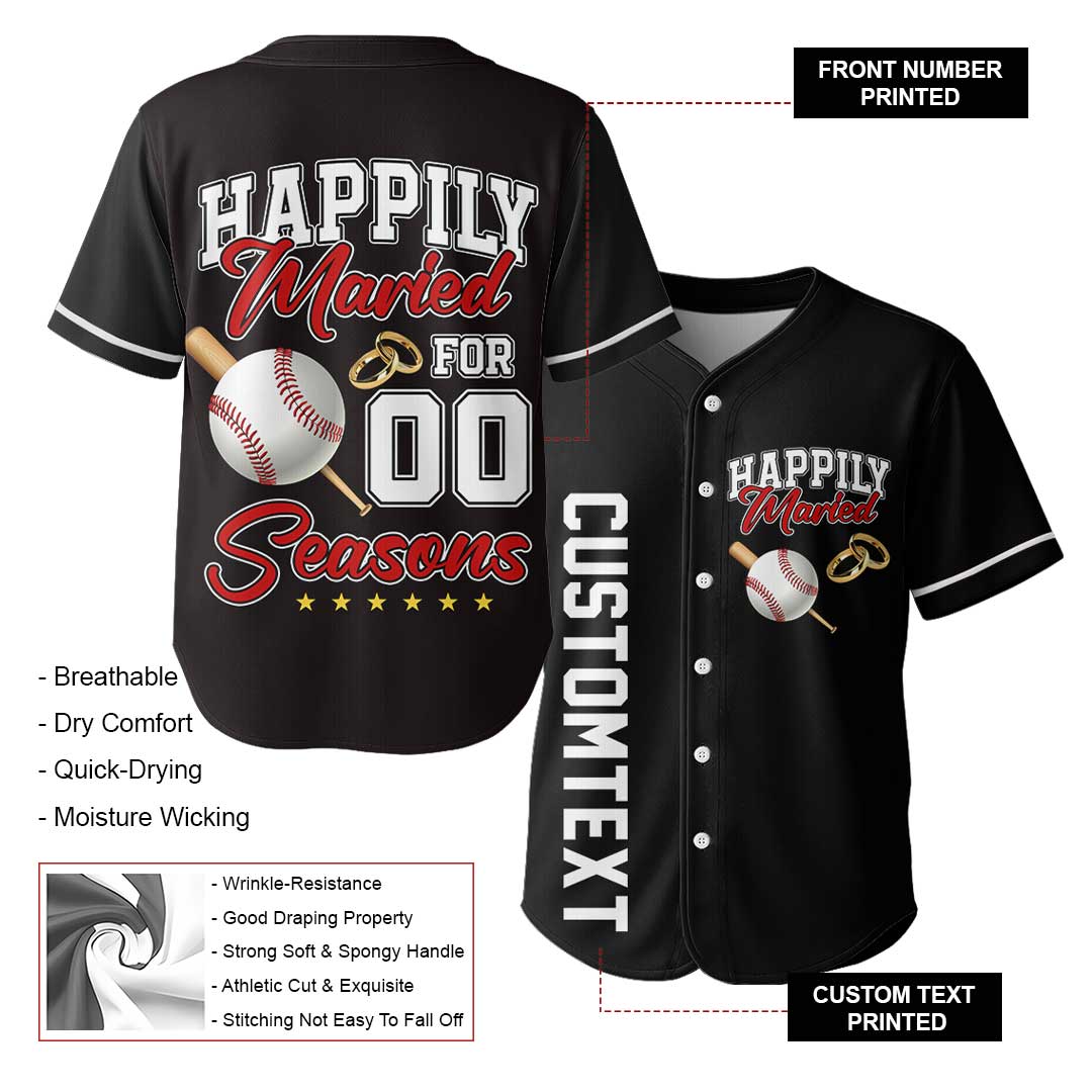 Happily Married - Custom Couple Baseball Jersey