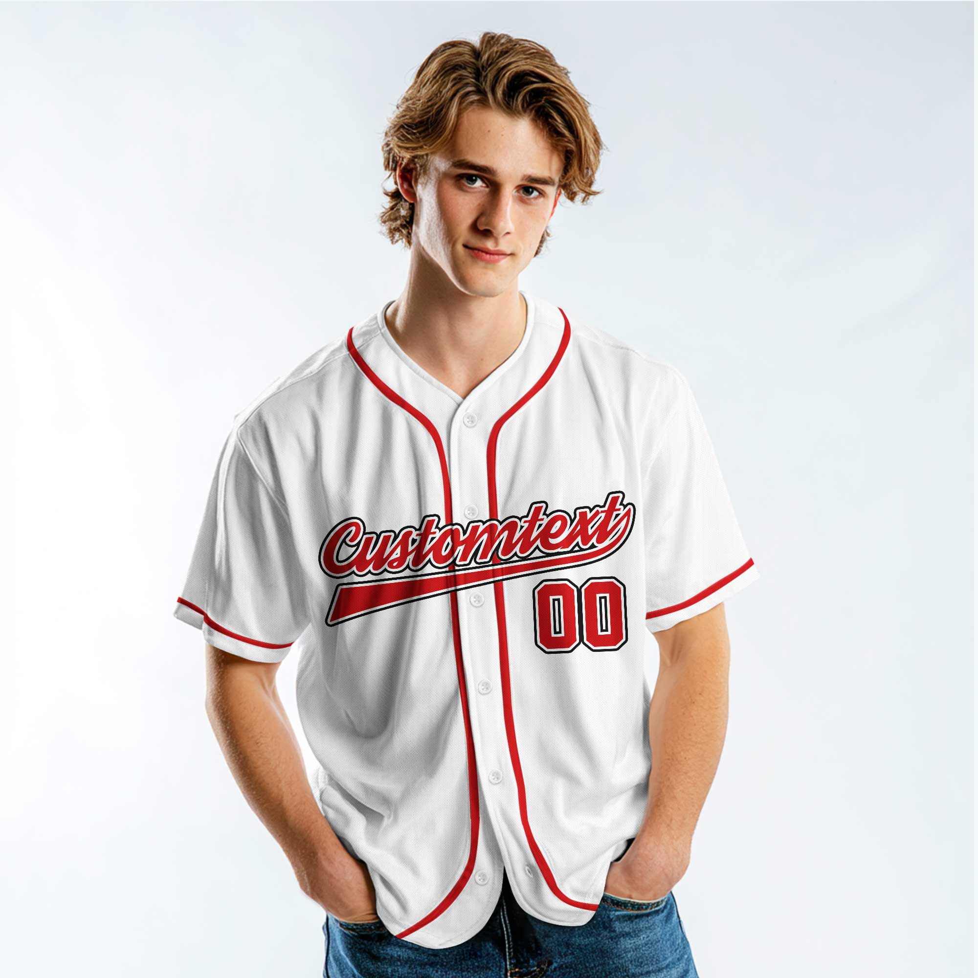Love The Baseball Lover - Custom White Red Baseball Jersey