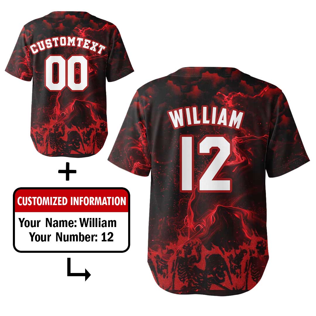 Coach - Custom Black Red Halloween Baseball Jersey