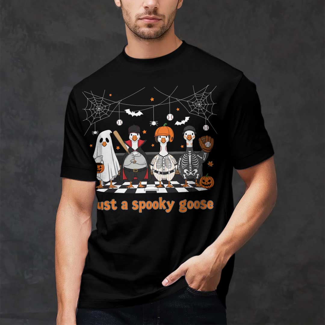 Just A Spooky Goose Baseball Halloween T-Shirt