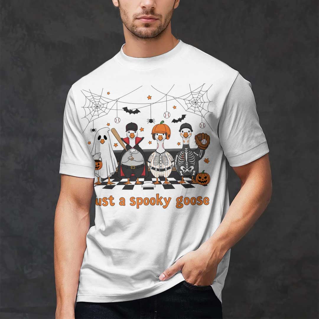 Just A Spooky Goose Baseball Halloween T-Shirt