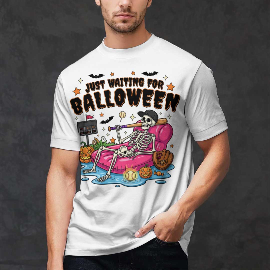 Just Waiting For Balloween Baseball Halloween T-Shirt