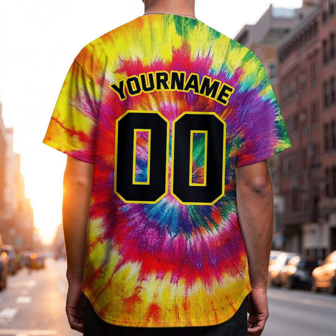 Custom Baseball Jersey with Tie Dye Style