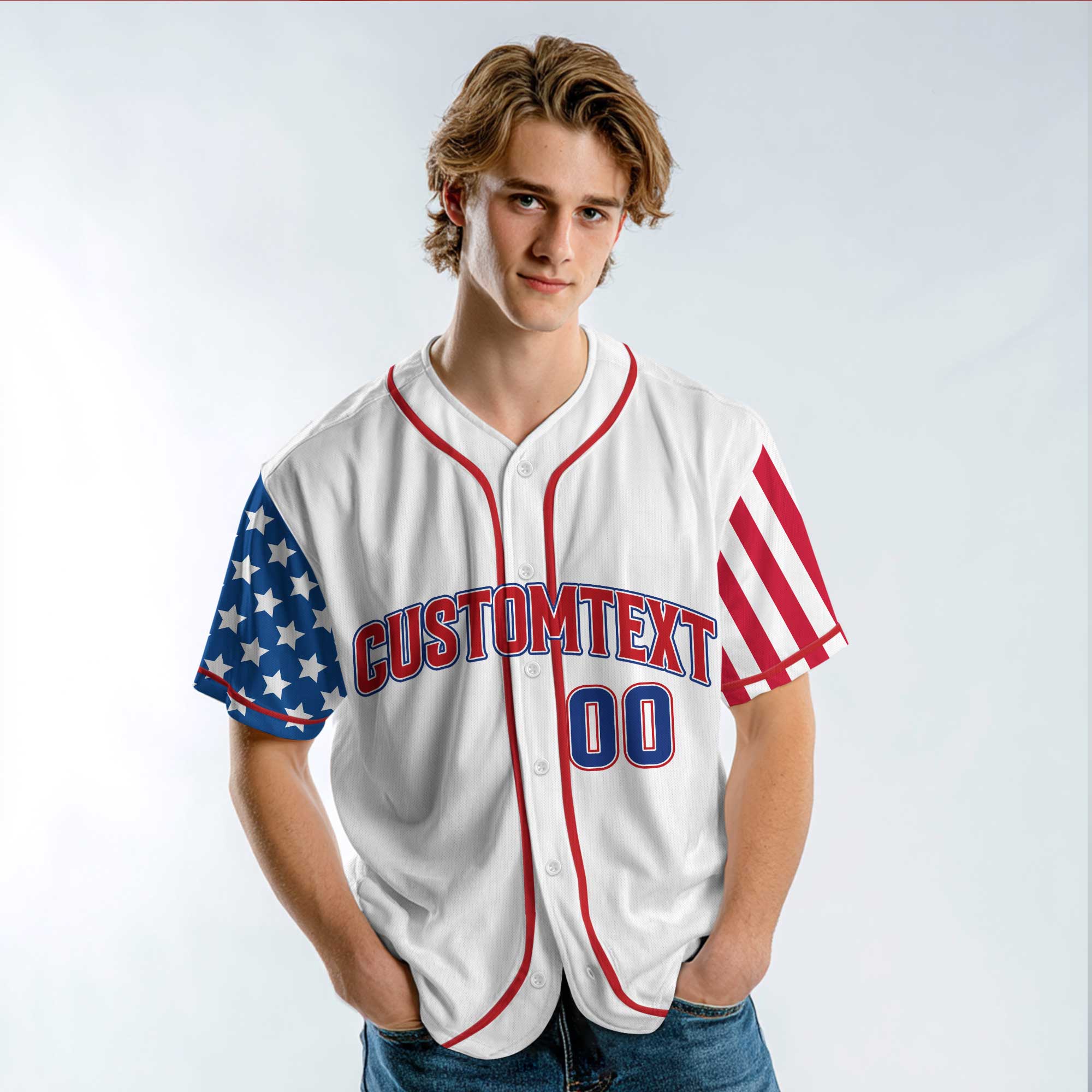 Home Of The Free Because Of The Brave - Custom Baseball Jersey - 4th of July Jersey for Baseball Lovers