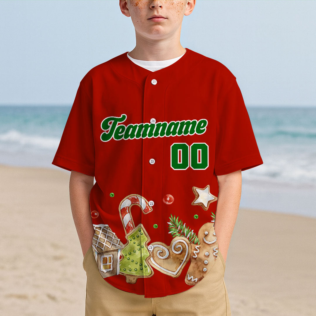 Custom Baseball Jersey with Christmas Gifts Pattern