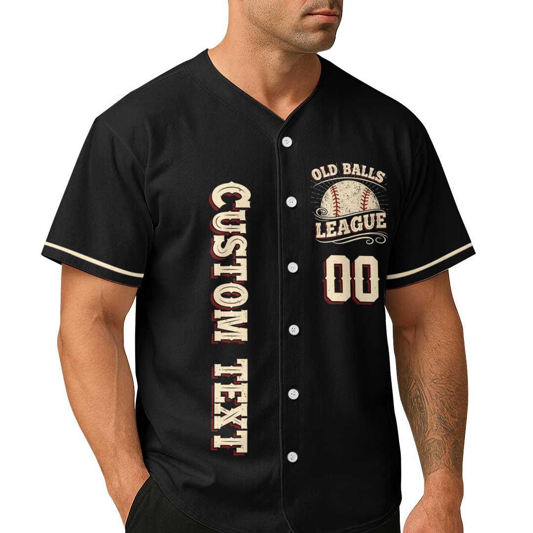 Old Balls League Founder and Member - Custom Black Baseball Jersey