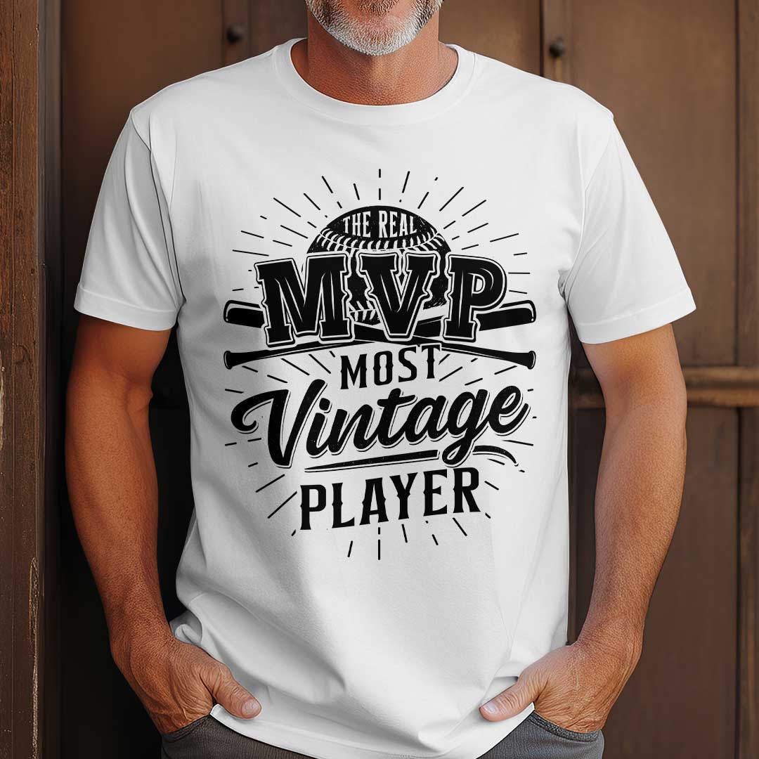 The Real MVP - Black White Baseball T-Shirt