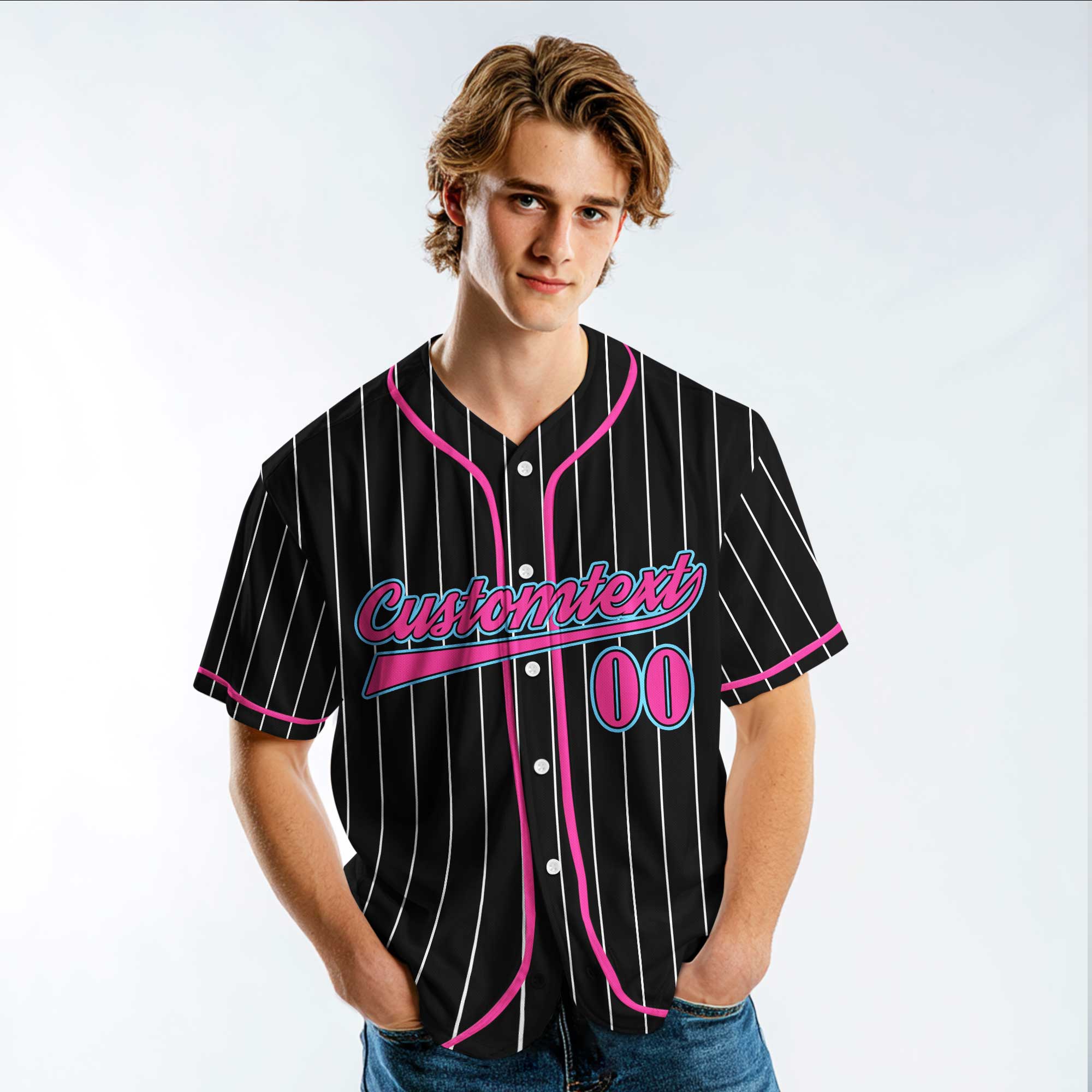 Not Single Not Taken At The Ballpark - Custom Black and Pink Baseball Jersey