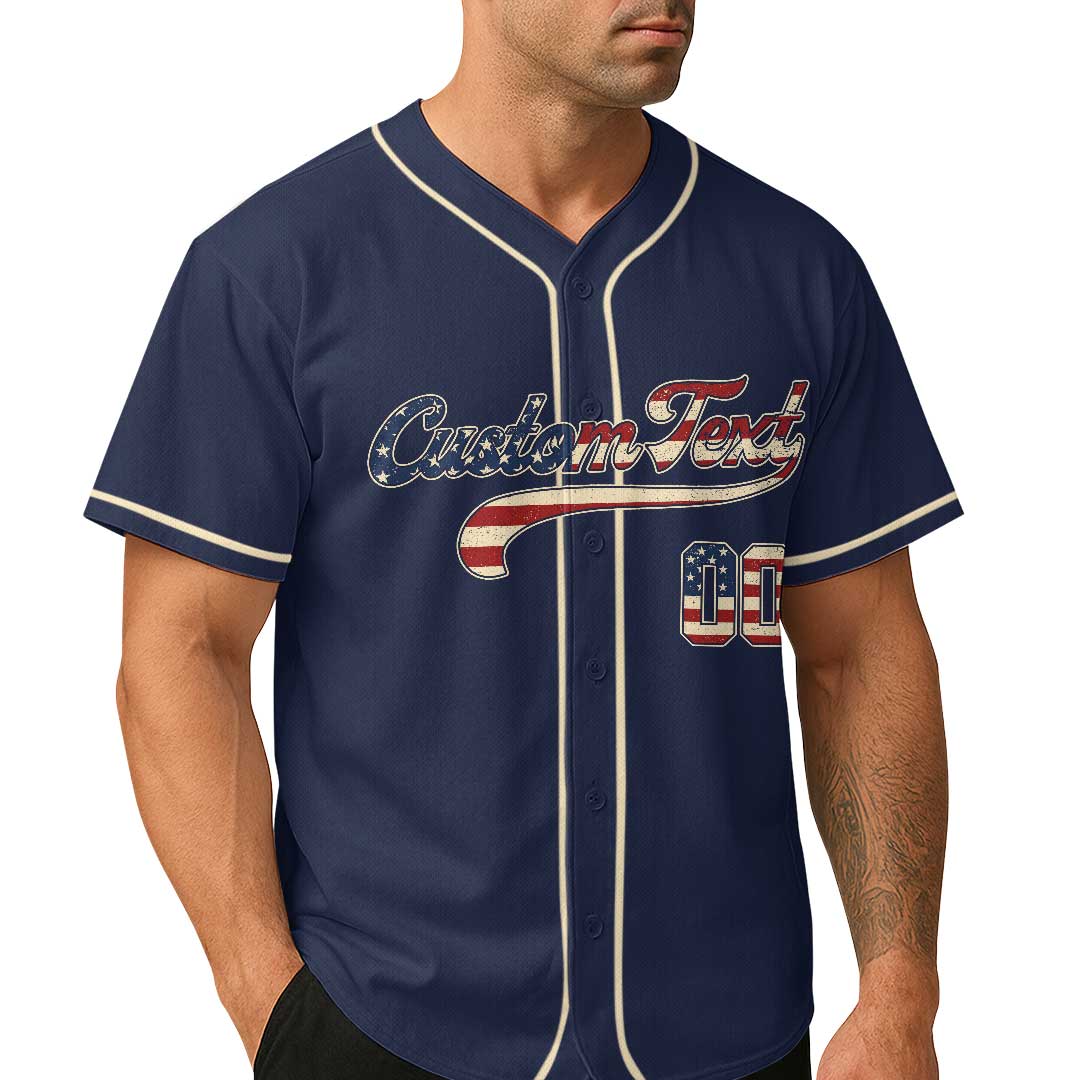 Baseball Dad - Custom Navy White Baseball Jersey