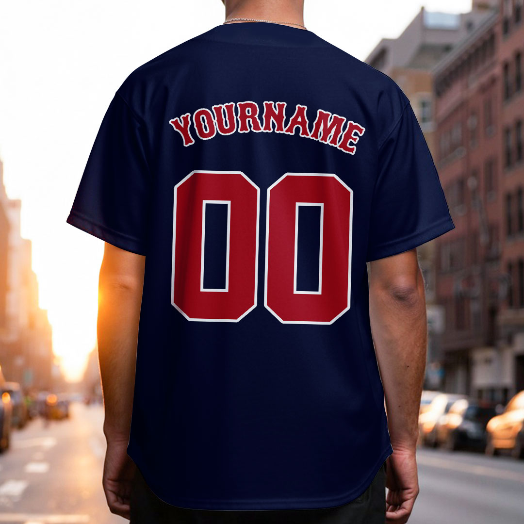 Custom Baseball Jersey with White Navy Red Color