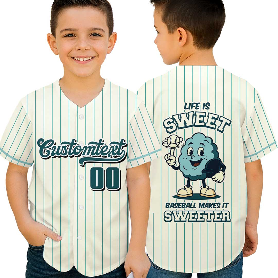 Life Is Sweet - Custom Groovy Cream Baseball Jersey