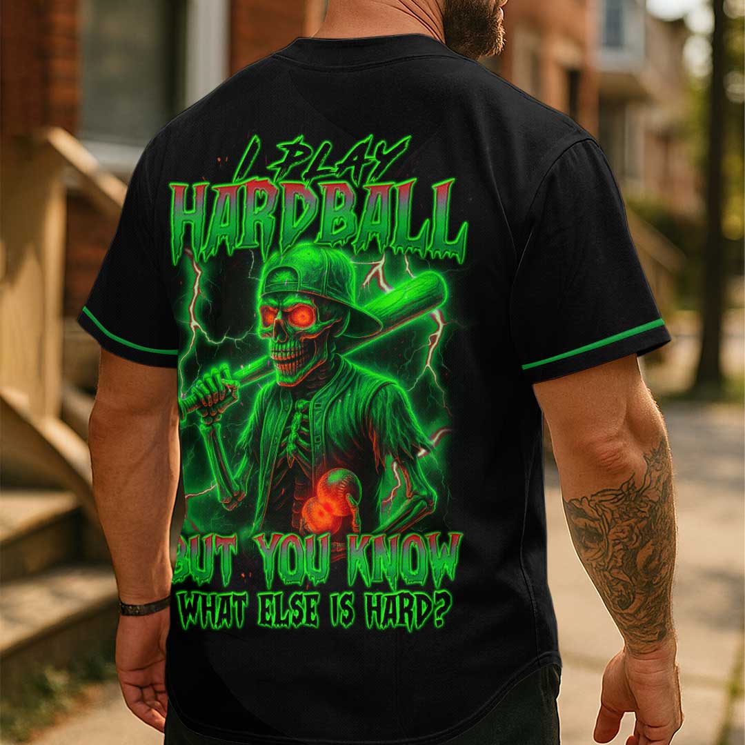 I Play Hardball - Custom Black Skull Baseball Jersey