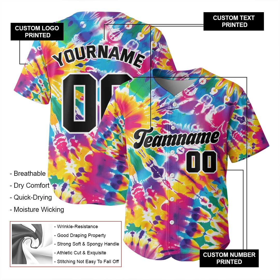 Custom Baseball Jersey With Tie Dye Pattern