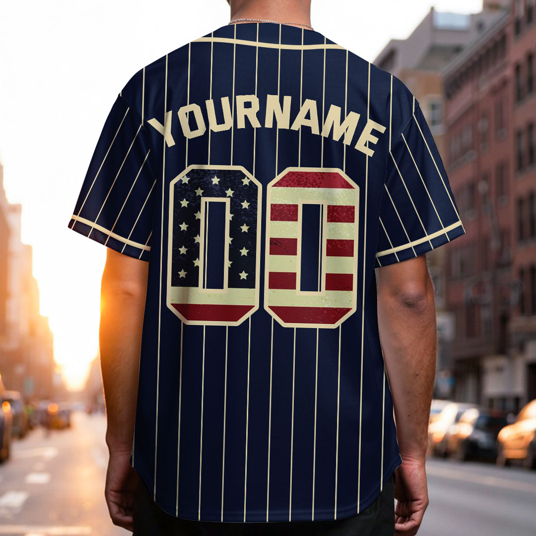 Custom Baseball Jersey With USA Flag Pattern
