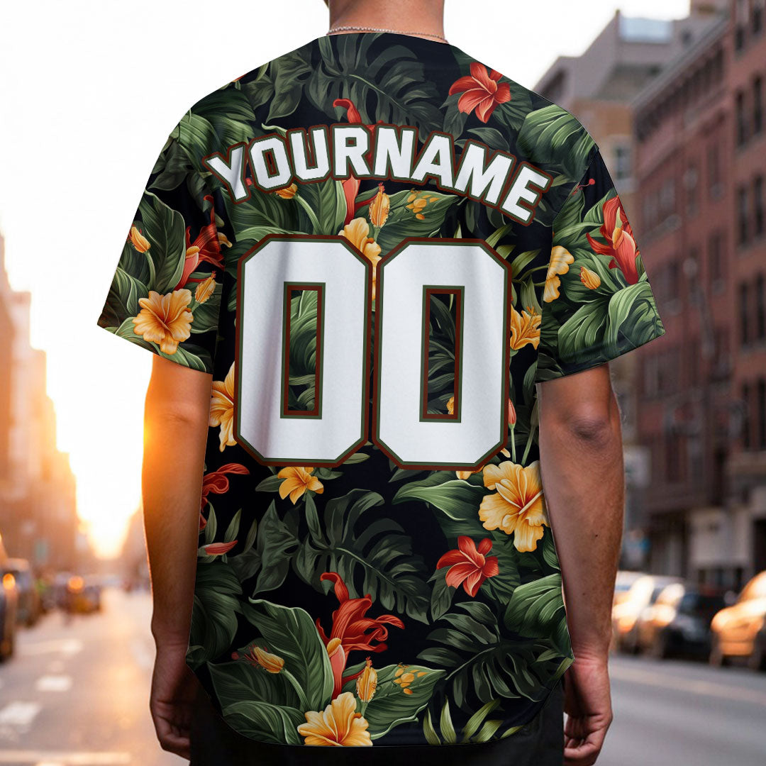 Custom Baseball Jersey With Tropical Pattern