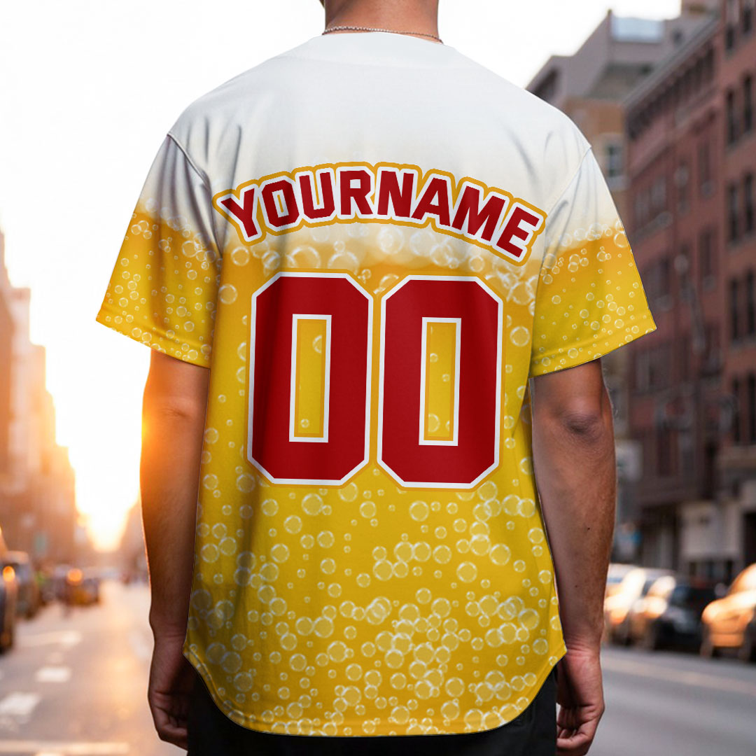 Custom Baseball Jersey With Beer Pattern