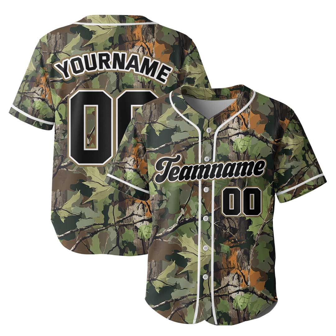 Hunting Season Custom Baseball Jersey With Forest Pattern