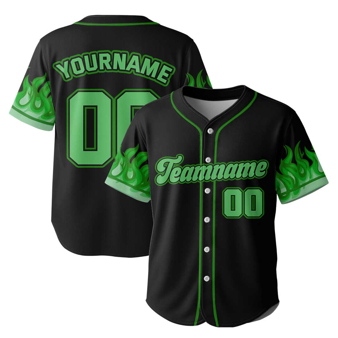 Custom Baseball Jersey with Flames Pattern
