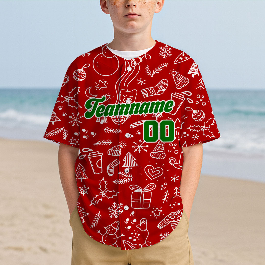Custom Baseball Jersey with Christmas Doodle