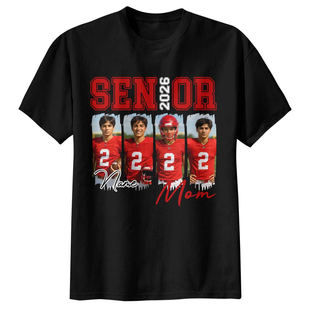 2026 Senior Football Mom - Custom Photo Football Tshirt