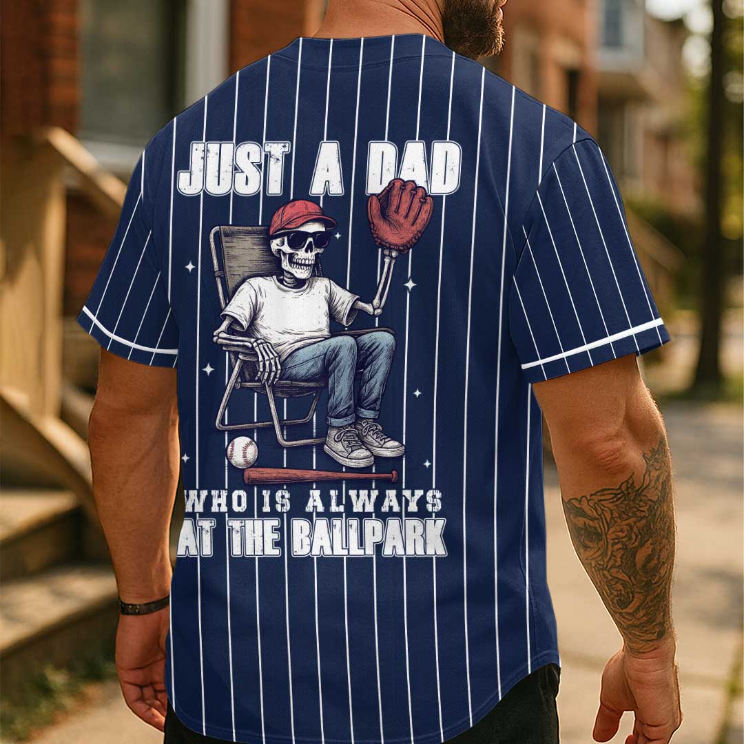 A Dad Who Is Always At The Ballpark - Custom Navy Baseball Jersey