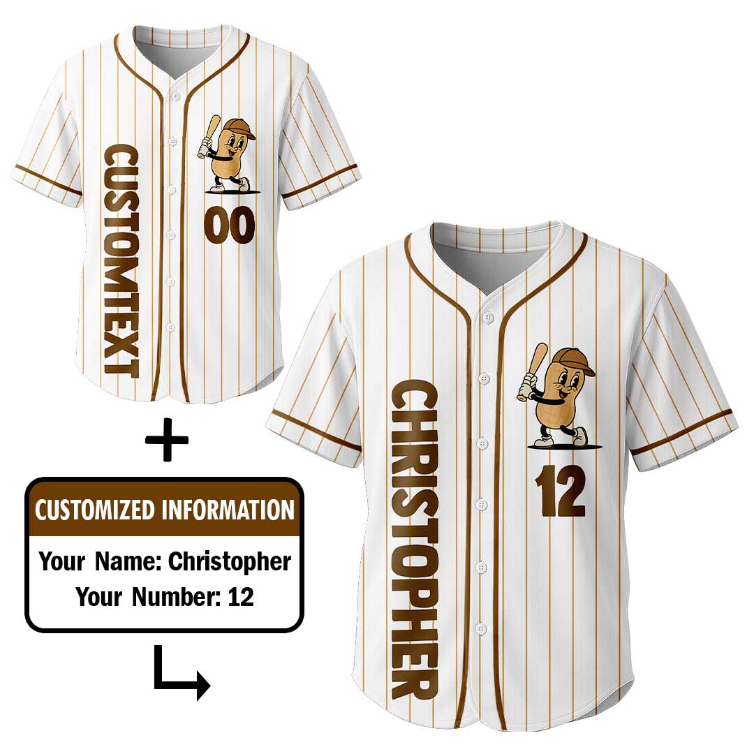 Dugout Snack Peanuts Attack - Custom Groovy Cream Baseball Jersey