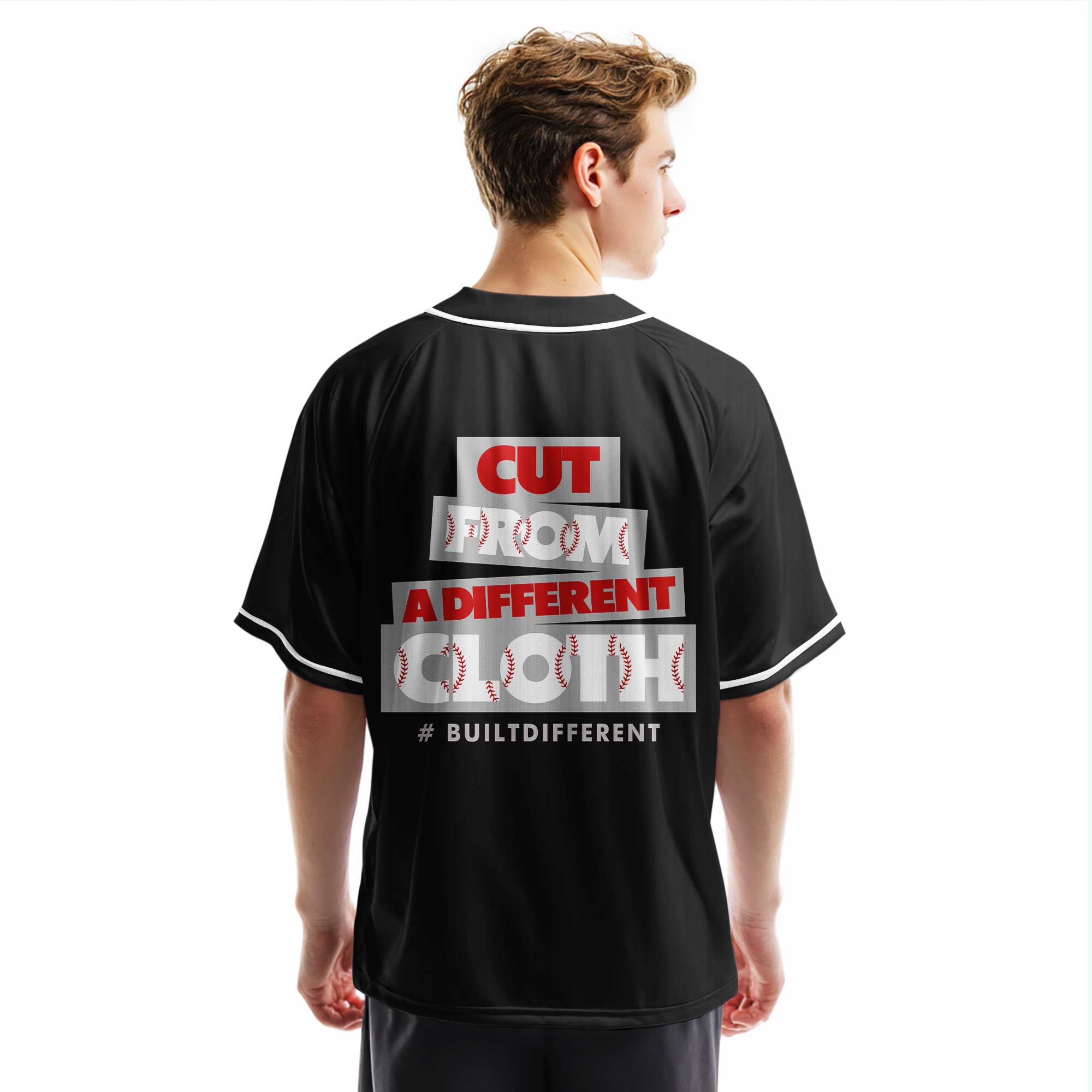 Cut From Different Cloth - Custom Black White Baseball Jersey
