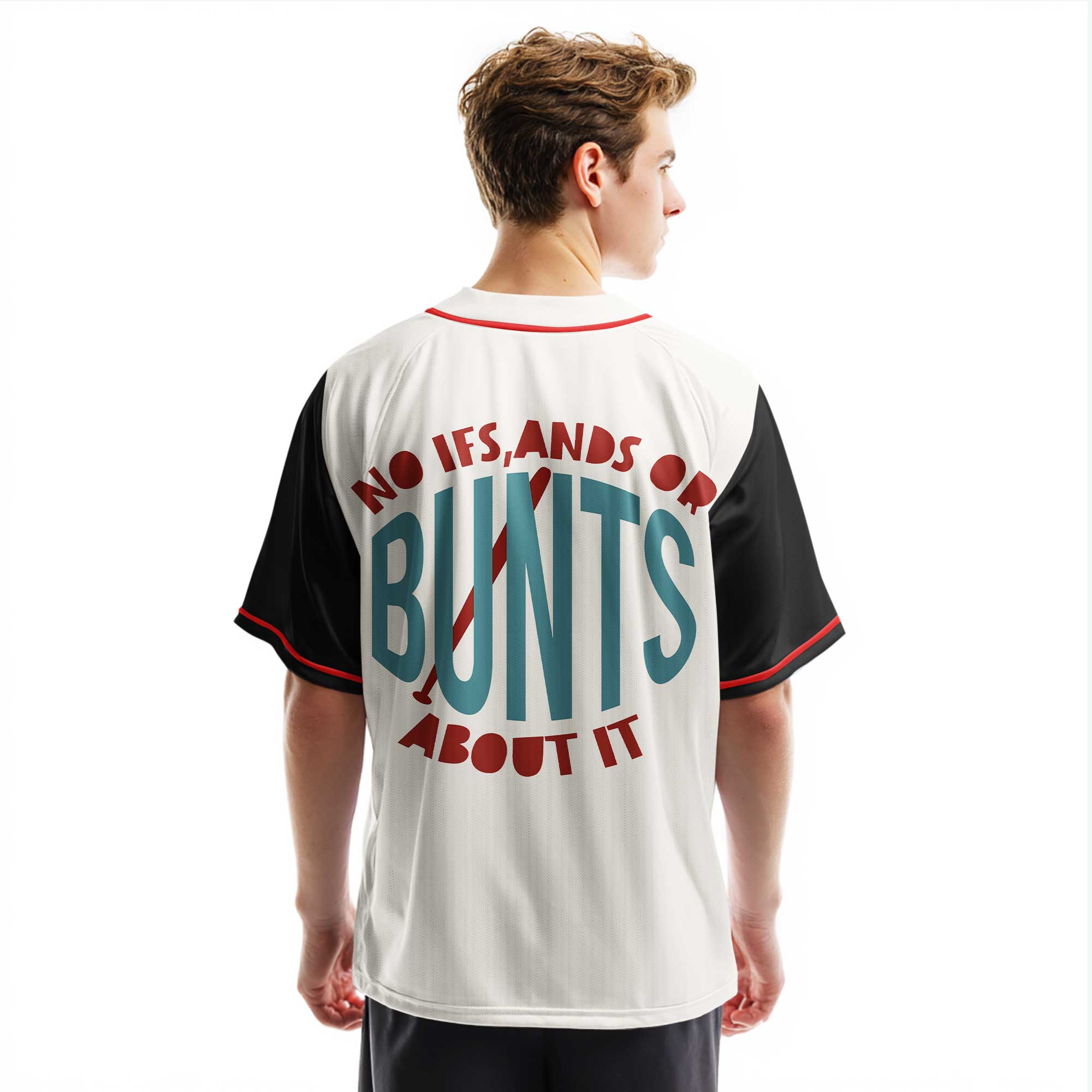 No Ifs, Ands Or Bunts About It - Custom Cream Black Raglan Baseball Jersey