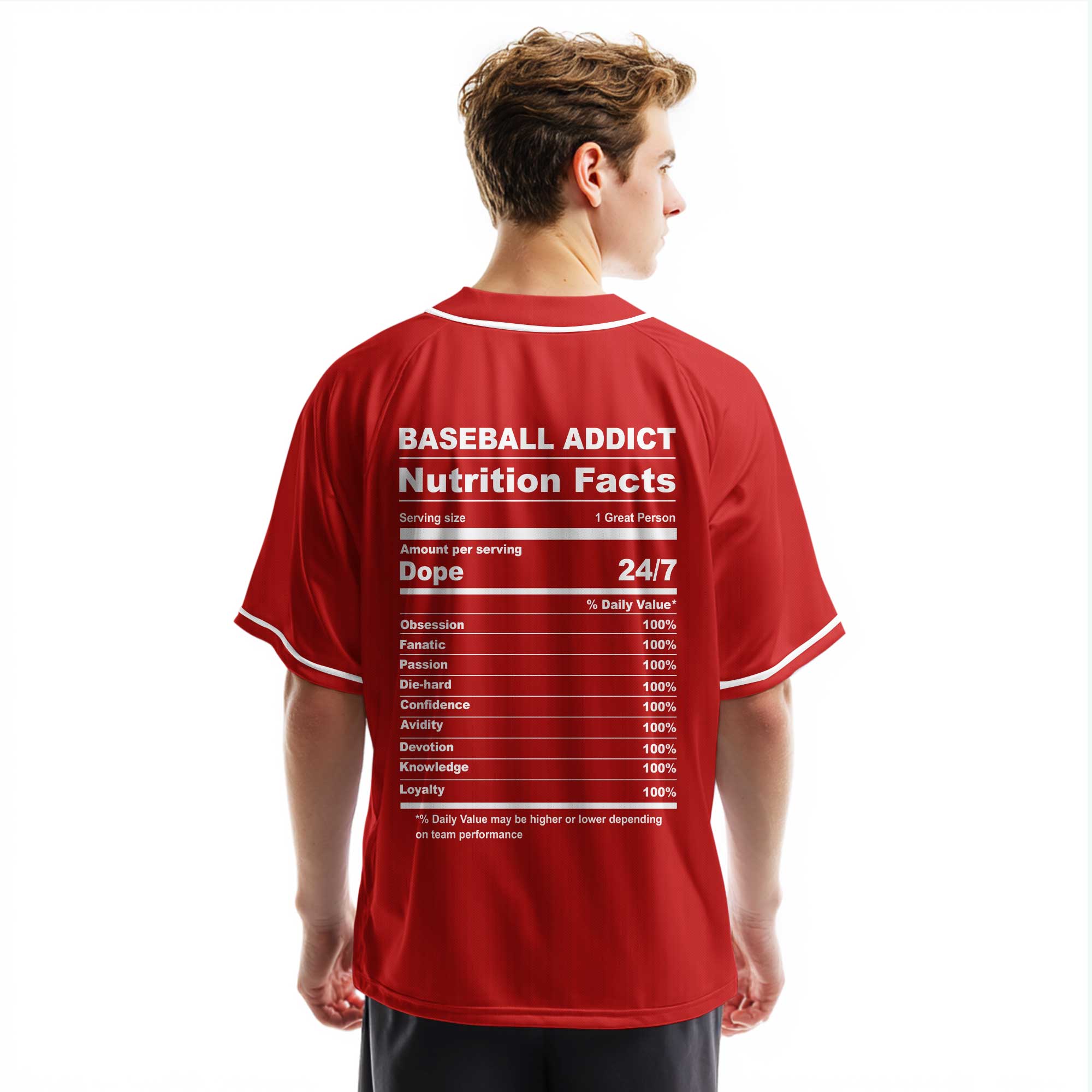 Baseball Lover Facts - Custom Red and White Stripes Baseball Jersey