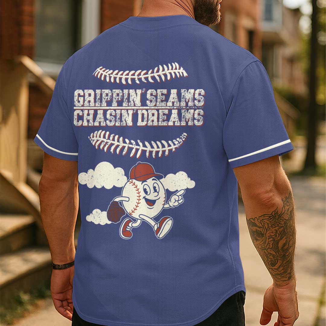 Grippin Seams Chasin Dreams - Custom Vintage Navy Baseball Jersey