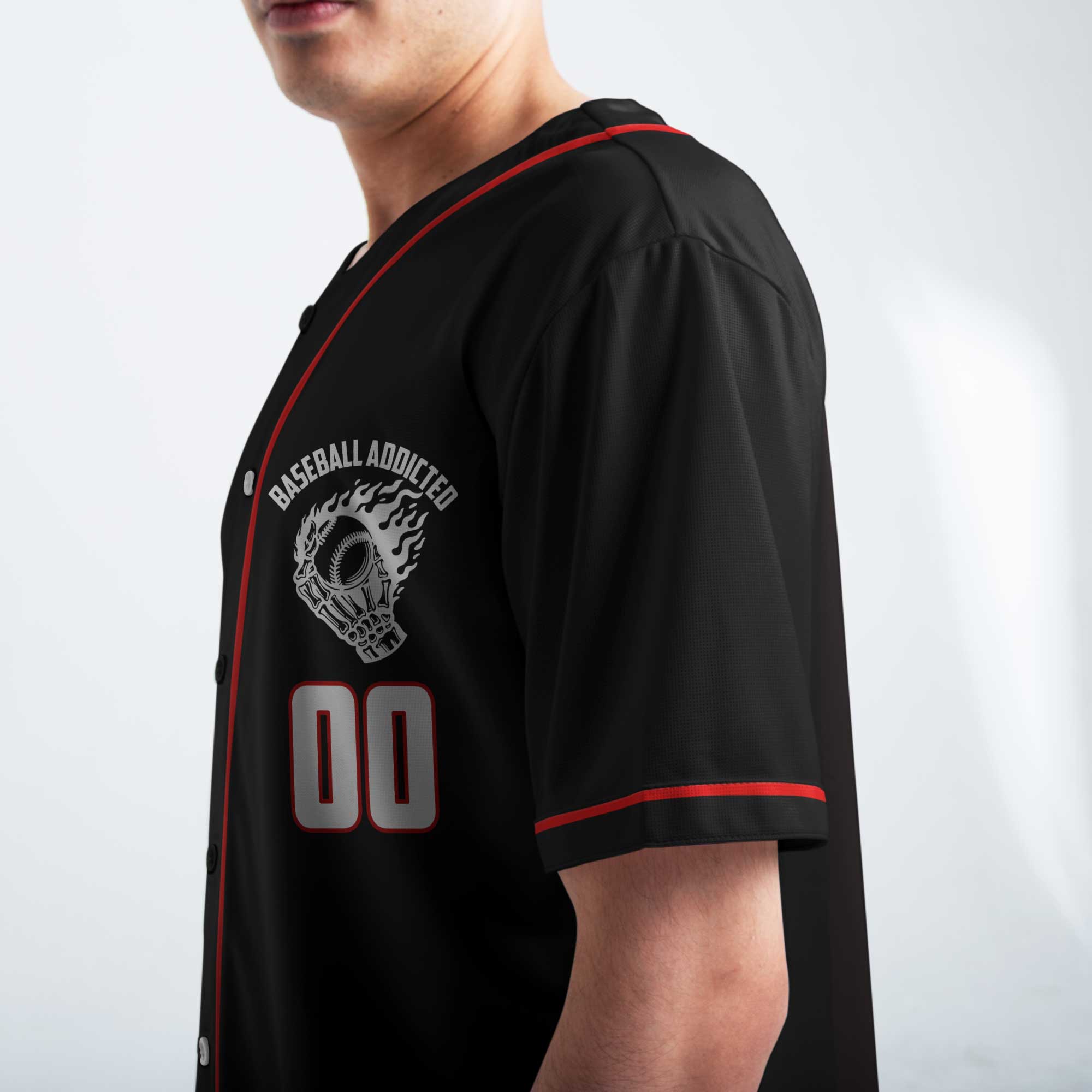 Warning: Nonstop Yapping About Baseball - Custom Black and Red Baseball Jersey