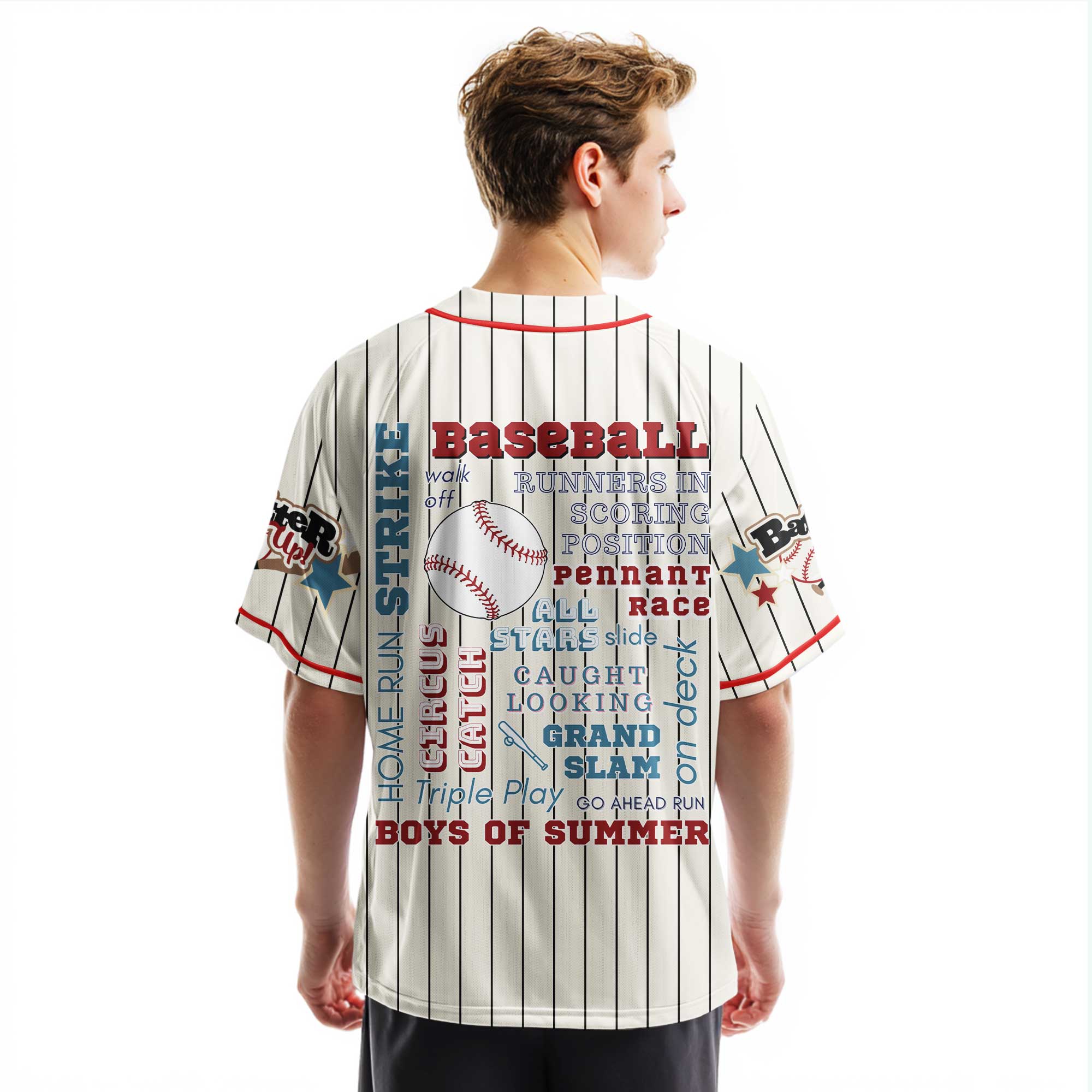 Baseball Slangs - Custom Cream Red Blue Baseball Jersey