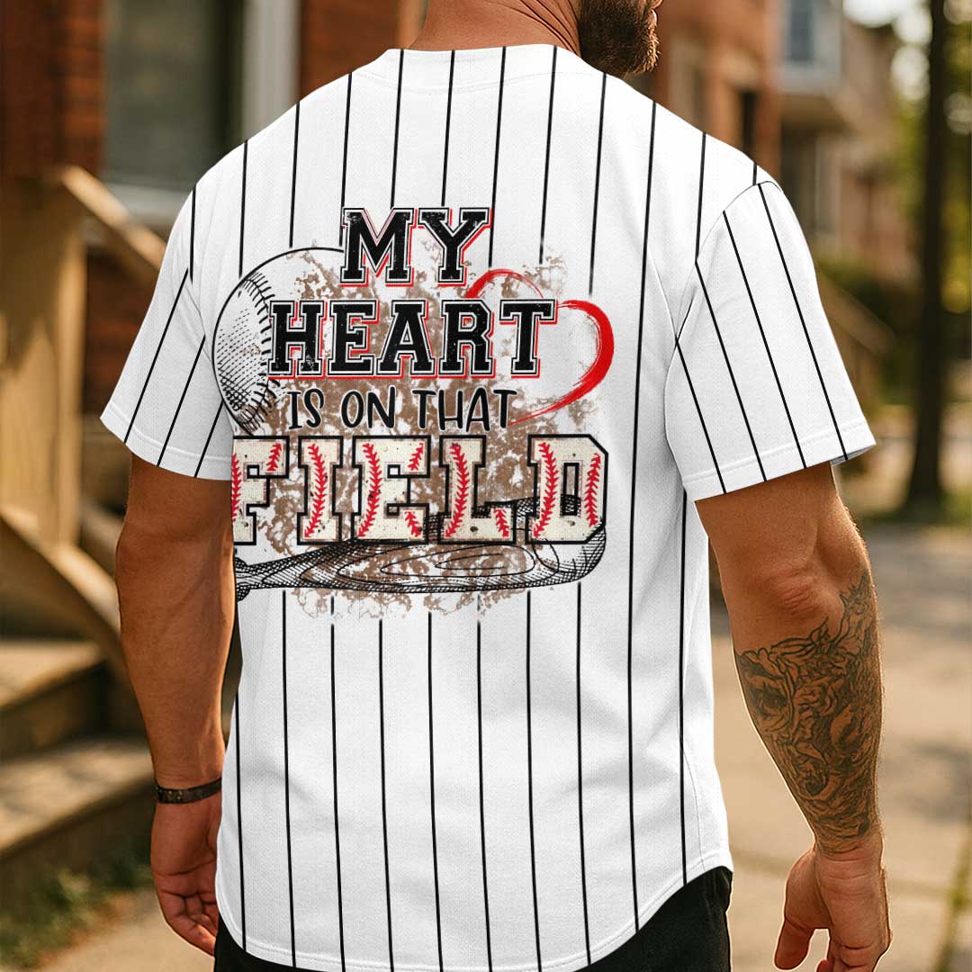 Daddy Of The Rookie My Heart Is On That Field - Custom White Black Stripe Baseball Jersey
