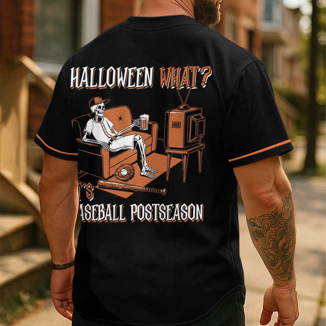 It's Baseball Postseason - Custom Black Orange Halloween Baseball Jersey