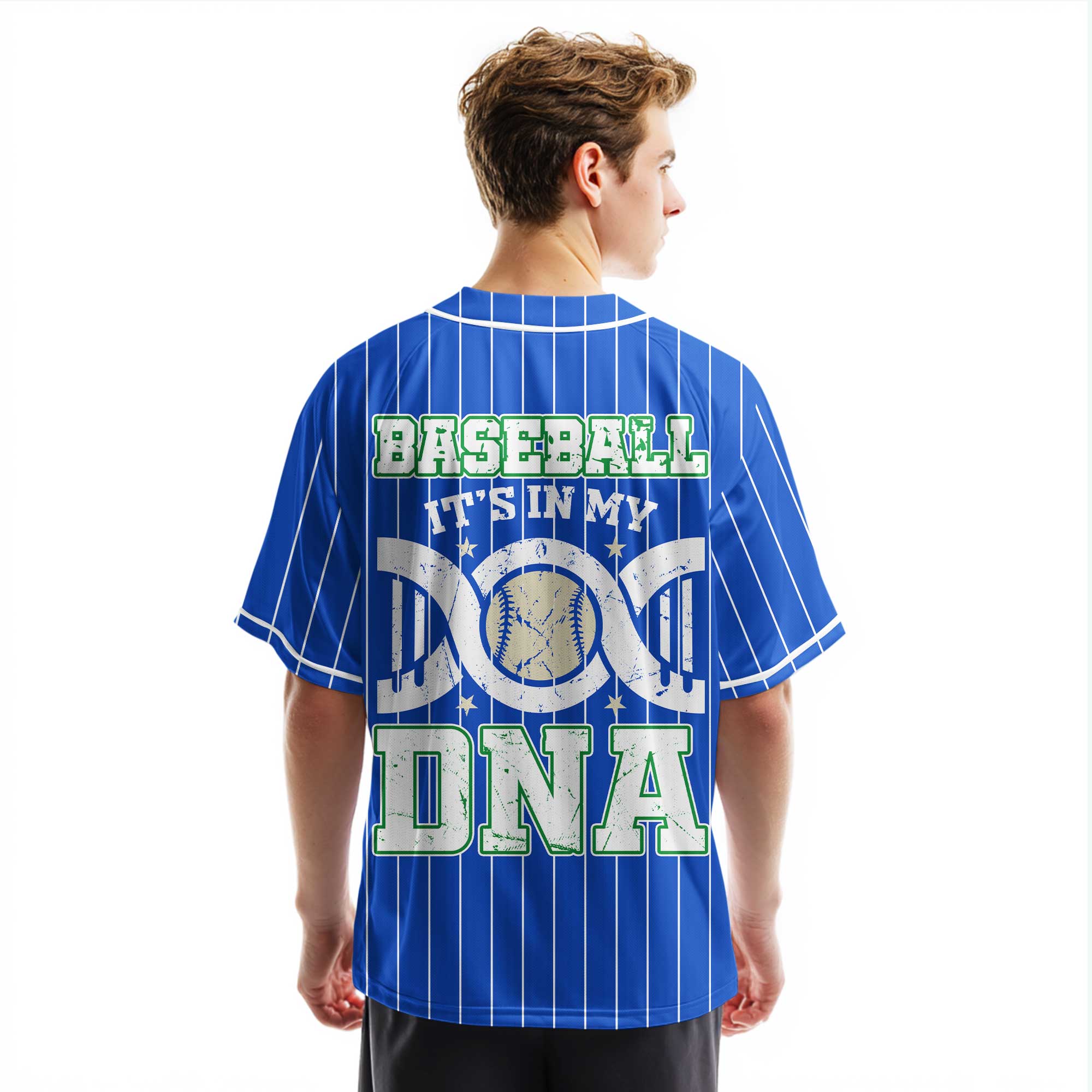 Baseball Is In My DNA - Custom Blue White Baseball Jersey