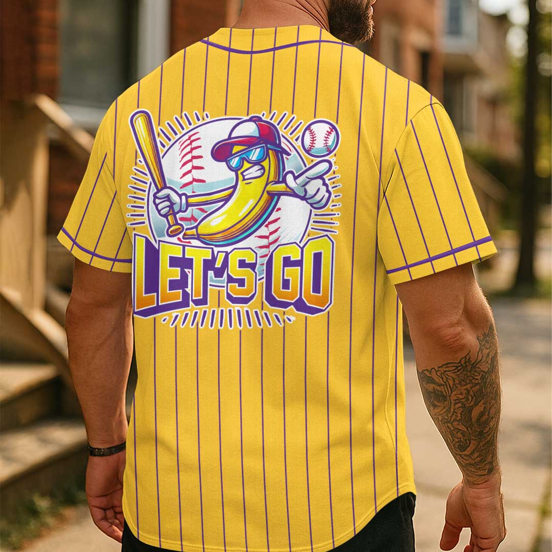 Let's Go - Custom Yellow Baseball Jersey
