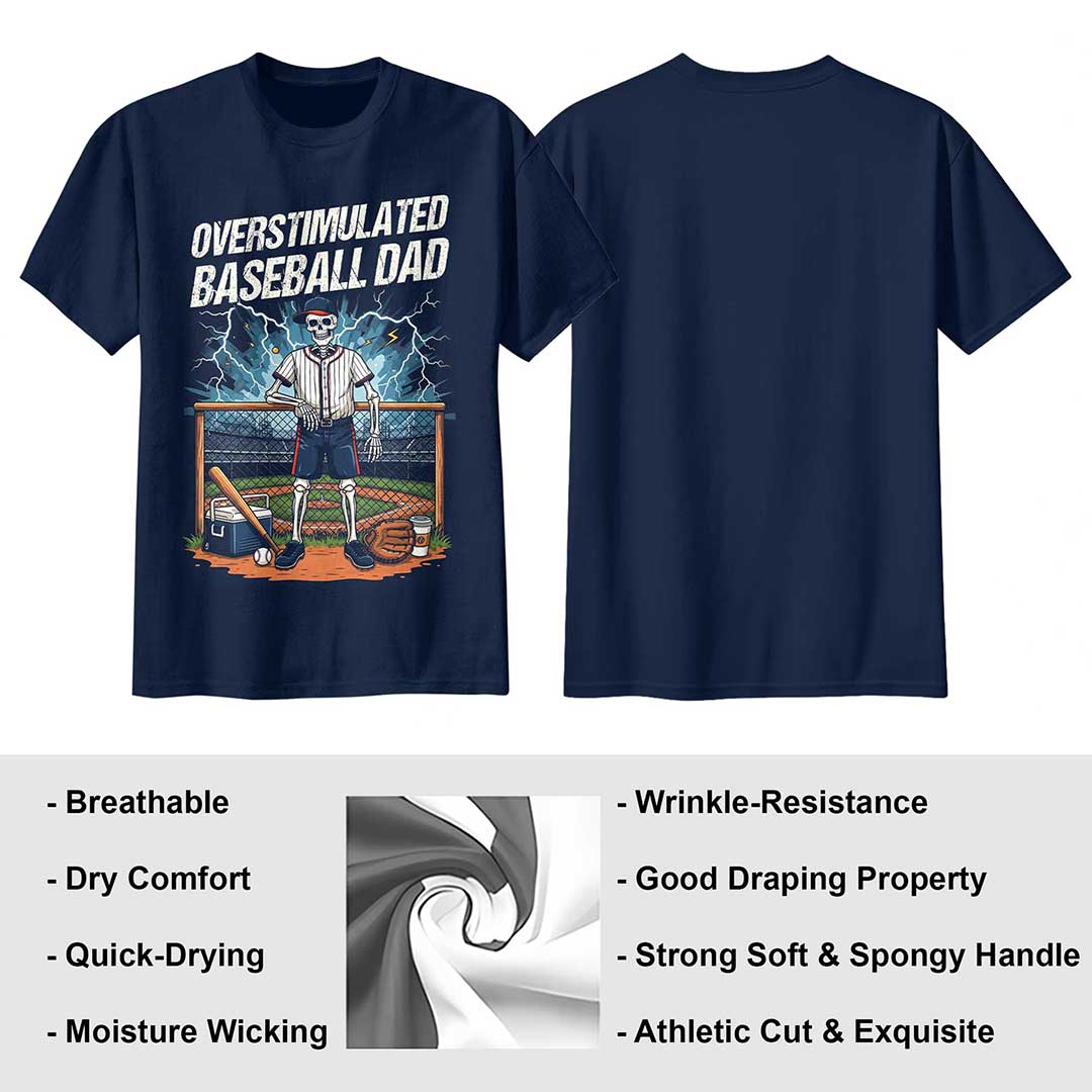 Overstimulated Baseball Dad Black Navy Baseball T-Shirt