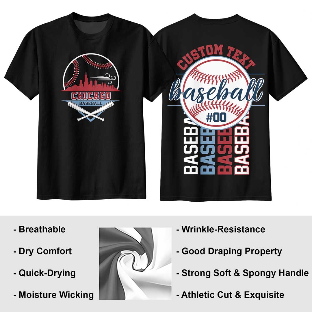 Custom Baseball State Series - Black White Baseball T-Shirt