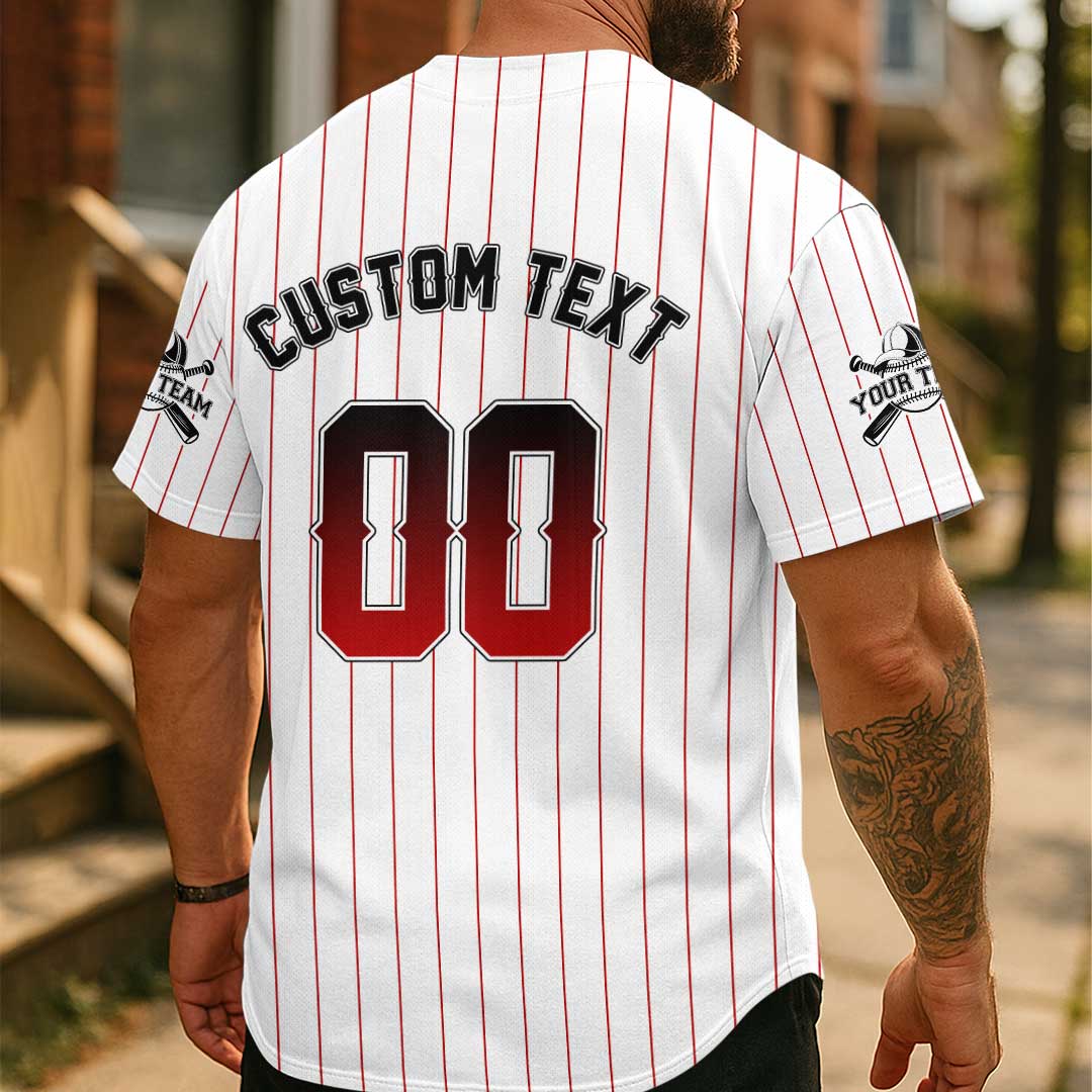 Baseball St. Louis State Series - Custom White with Red Stripes Baseball Jersey