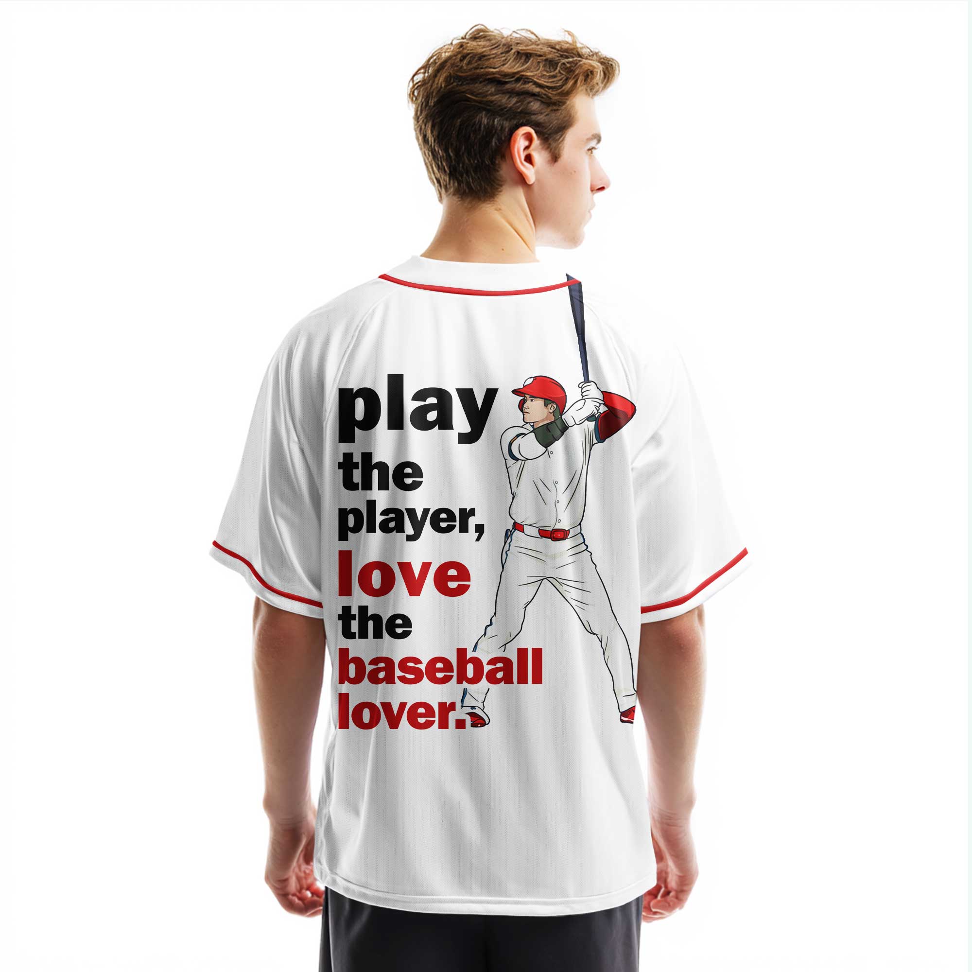 Love The Baseball Lover - Custom White Red Baseball Jersey